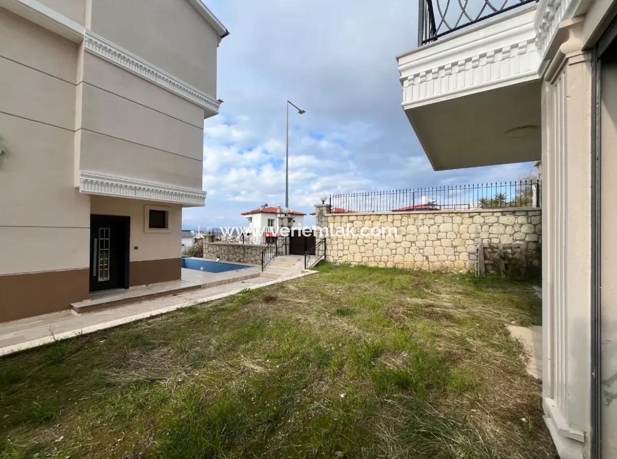 Brand New Villa With Castle Architecture In Seferihisar Akarca, In A Complex With A View And Pool