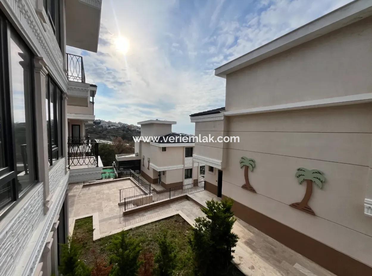Brand New Villa With Castle Architecture In Seferihisar Akarca, In A Complex With A View And Pool