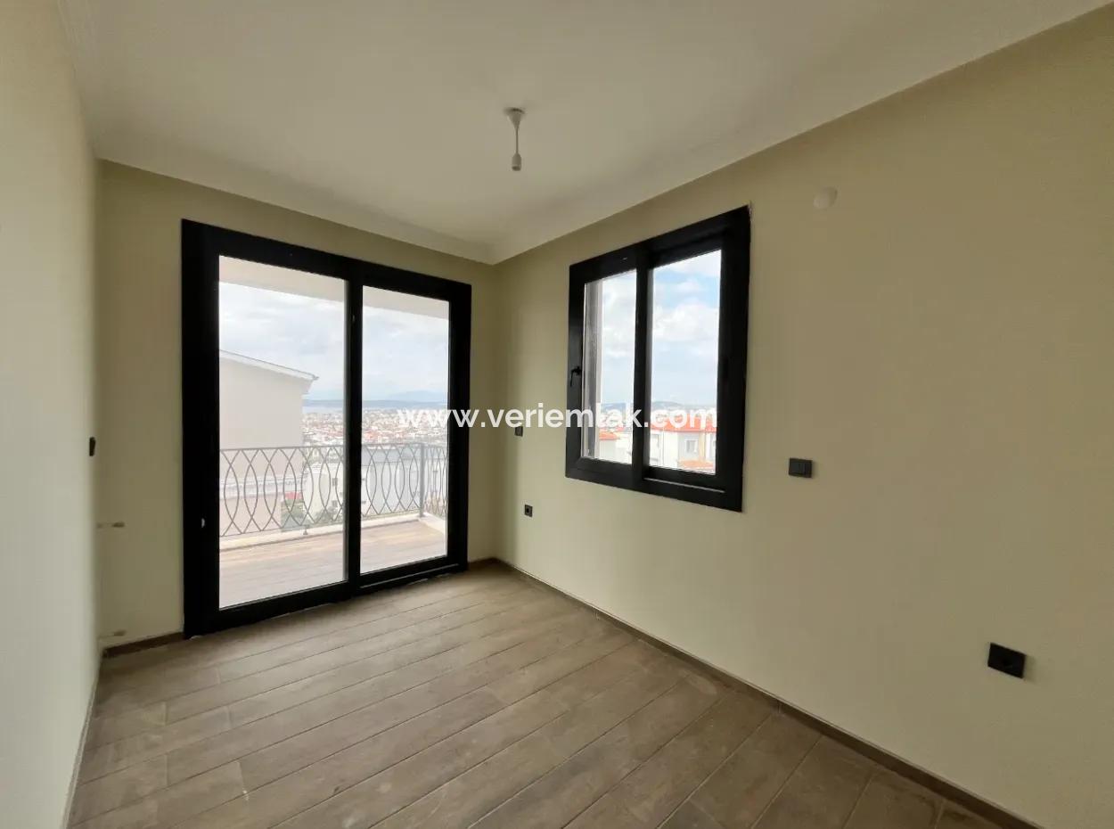 Brand New Villa With Castle Architecture In Seferihisar Akarca, In A Complex With A View And Pool