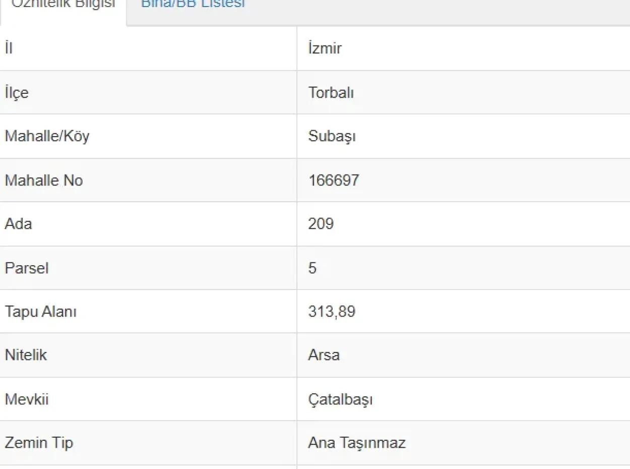 Torbalı Subaşı'nda 313 M² Satılık İmarlı Arsa | 3 Kat İmarlı, 30/120 Ayrık Nizam Yatırım Fırsatı
